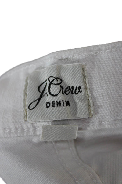 J Crew Womens Straight Jeans White High Rise Cotton Button Size 26