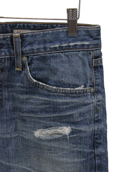 Adriano Goldschmied Unisex Adults Cropped Blue Cotton Mid Rise Jeans Size 27