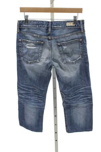 Adriano Goldschmied Unisex Adults Cropped Blue Cotton Mid Rise Jeans Size 27