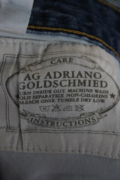 Adriano Goldschmied Unisex Adults Cropped Blue Cotton Mid Rise Jeans Size 27