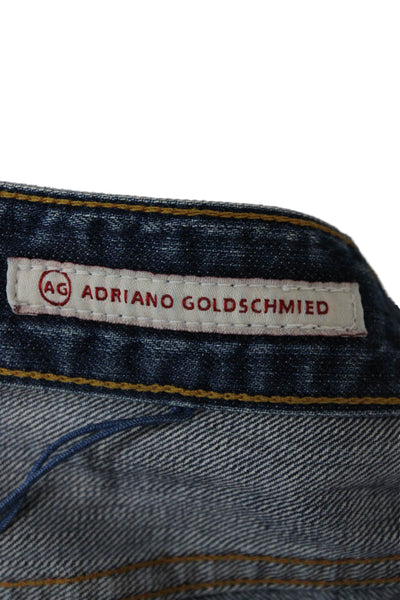 Adriano Goldschmied Unisex Adults Cropped Blue Cotton Mid Rise Jeans Size 27