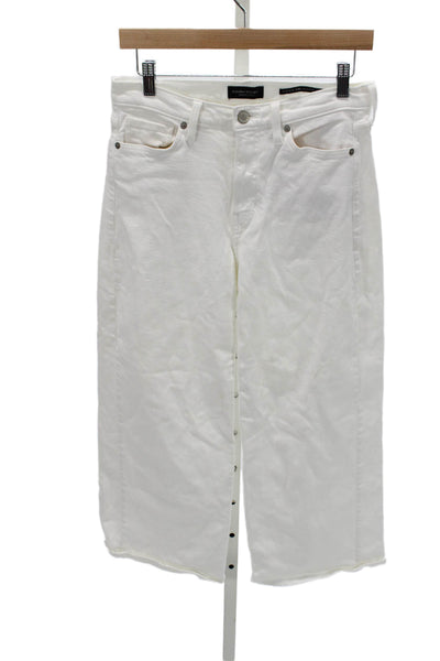 Banana Republic Womens Cropped High Rise White Cotton Jeans Size 27