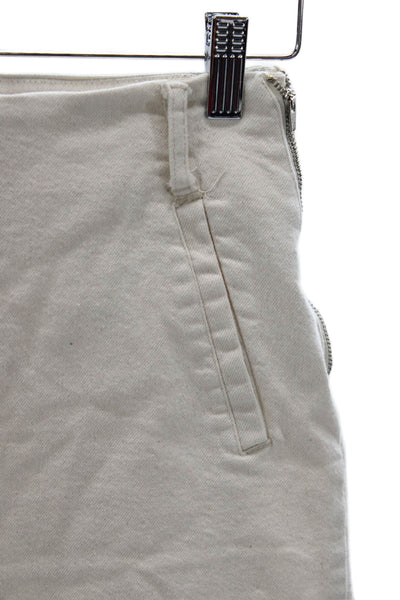 Zara Womens Wide-Leg Pants White High Rise Cotton Blend Zip Size 4