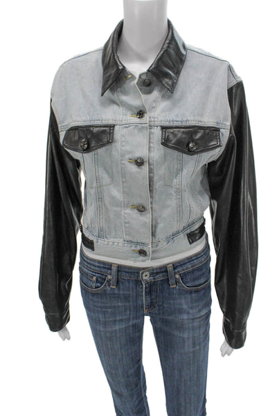 Generation Love Women Basic Jacket Blue Cotton Button Long Sleeve Size XS