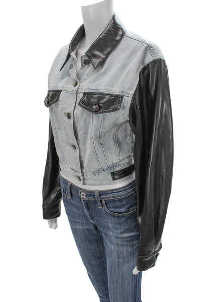 Generation Love Women Basic Jacket Blue Cotton Button Long Sleeve Size XS