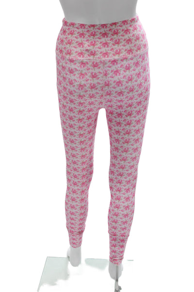 Love Shack Fancy Women Pink Floral Nylon Ankle Leggings Size S