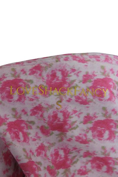 Love Shack Fancy Women Pink Floral Nylon Ankle Leggings Size S