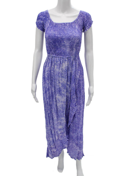 Tiare Hawaii Women Maxi Dress Purple Polka Dot Square Neck Size One Size