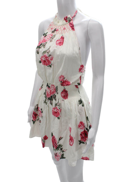 Love Shack Fancy Womens Fit & Flare Halter Floral Cotton Dress White Size XS