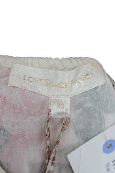 Love Shack Fancy Womens Fit & Flare Halter Floral Cotton Dress White Size XS