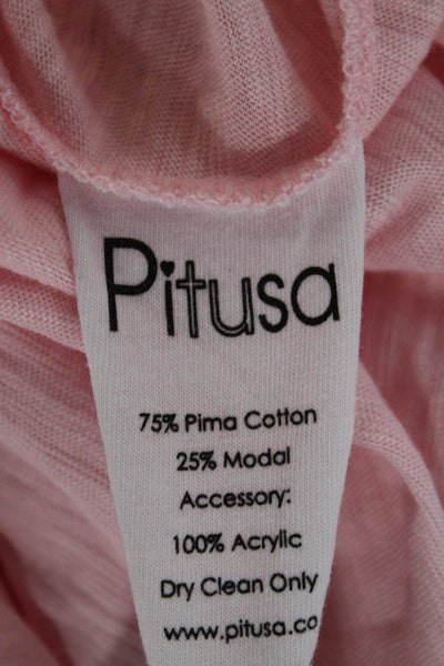 Pitusa Women Maxi Dress Pink Off Shoulder Pima Cotton Boho Size One Size