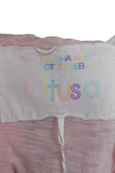 Pitusa Women Maxi Dress Pink Off Shoulder Pima Cotton Boho Size One Size
