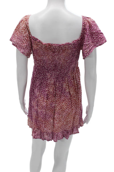 Tiare Hawaii Women Romper Purple Polka Dot Square Neck Size One Size