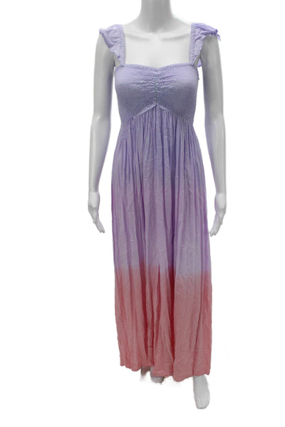 Tiare Hawaii Womens Maxi Dress Purple TieDye Rayon Sleeveless Size One