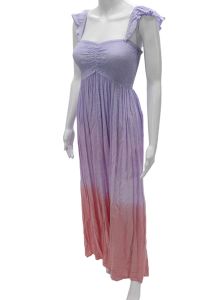 Tiare Hawaii Womens Maxi Dress Purple TieDye Rayon Sleeveless Size One