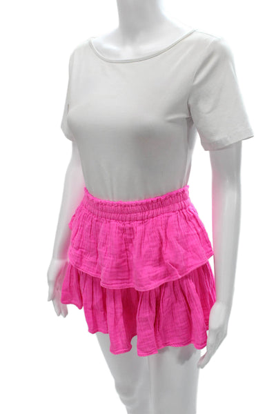 Love Shack Fancy Womens Pink Cotton Scoop Neck Short Sleeve Set Size M