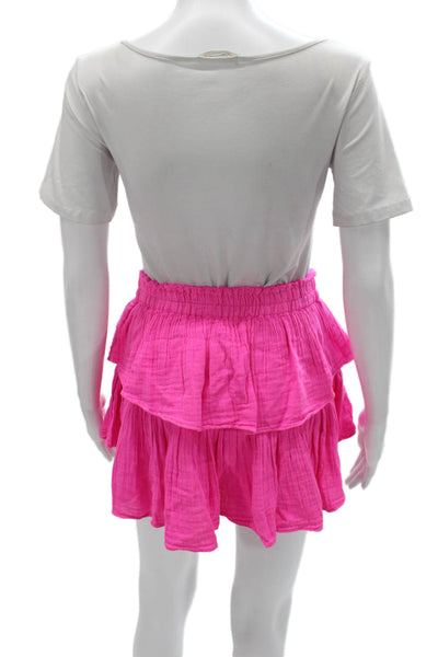 Love Shack Fancy Womens Pink Cotton Scoop Neck Short Sleeve Set Size M