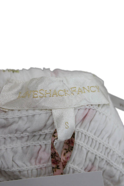 Love Shack Fancy Women Maxi Dress White Floral Cotton Square Neck Size S