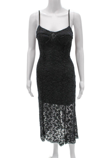 Love Shack Fancy Womens Slip Dress Black Sweetheart Sleeveless Long Size XS