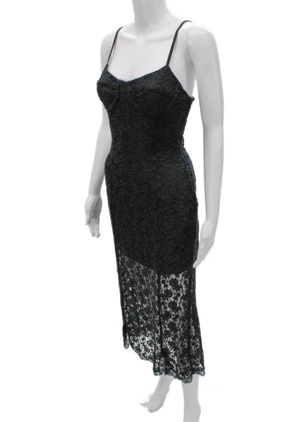 Love Shack Fancy Womens Slip Dress Black Sweetheart Sleeveless Long Size XS