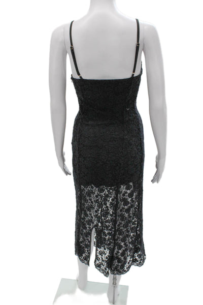 Love Shack Fancy Womens Slip Dress Black Sweetheart Sleeveless Long Size XS