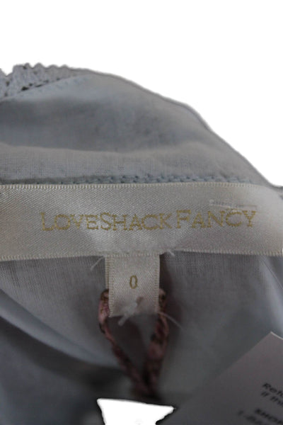 Love Shack Fancy Womens A-Line Floral Midi Dress Blue Cotton Square Neck Size 0