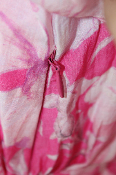 Love Shack Fancy Women Mini Floral Cotton Dress Long Sleeve Pink Size 4