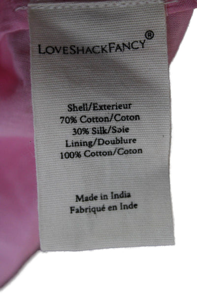 Love Shack Fancy Women Mini Floral Cotton Dress Long Sleeve Pink Size 4