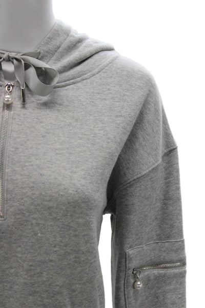 Generation Love Womens Pullover Hoodie Gray Cotton Zip Hooded Solid Fall Size M