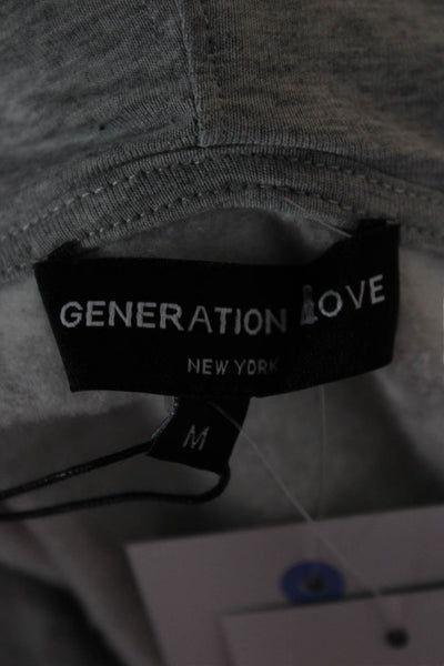 Generation Love Womens Pullover Hoodie Gray Cotton Zip Hooded Solid Fall Size M