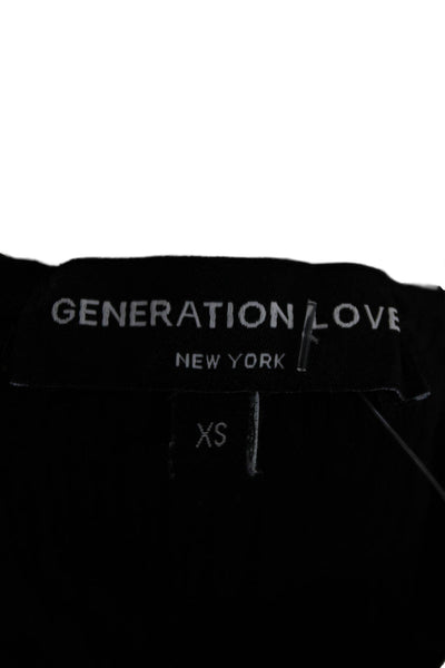 Generation Love Womens Basic V-Neck Long Sleeve T-Shirt Black Size XS