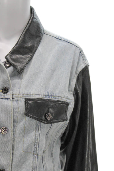 Generation Love Womens Basic Jacket Blue Cotton Button Long Sleeve Size S
