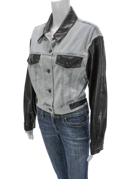 Generation Love Womens Basic Jacket Blue Cotton Button Long Sleeve Size S
