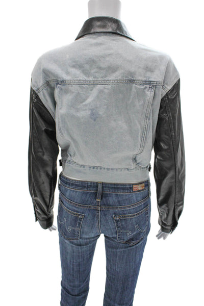 Generation Love Womens Basic Jacket Blue Cotton Button Long Sleeve Size S