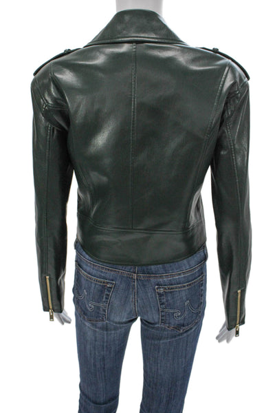 Generation Love Womens Biker Jacket Green Zip Polyurethane Size XS