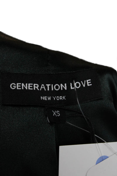 Generation Love Womens Biker Jacket Green Zip Polyurethane Size XS