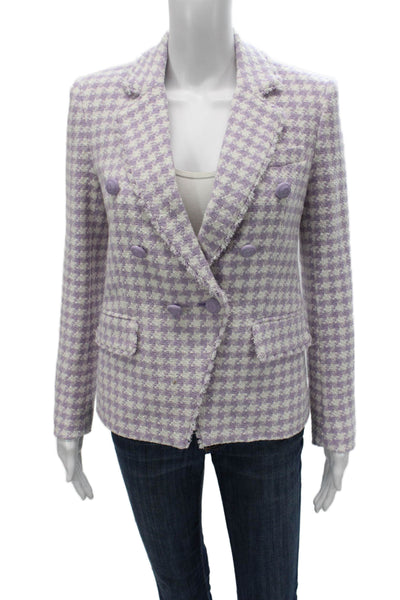 Generation Love Womens Basic Jacket Purple Check Button Long Sleeve Size XS