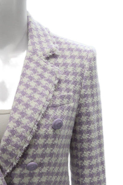 Generation Love Womens Basic Jacket Purple Check Button Long Sleeve Size XS