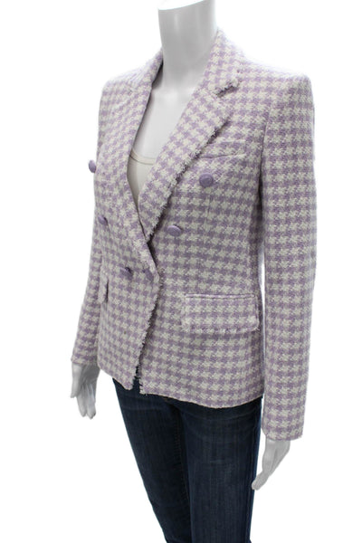 Generation Love Womens Basic Jacket Purple Check Button Long Sleeve Size XS