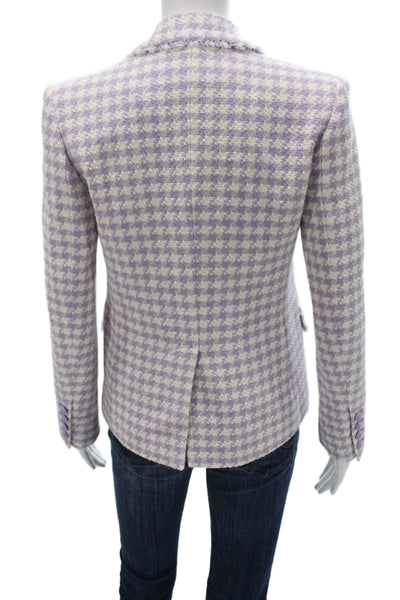Generation Love Womens Basic Jacket Purple Check Button Long Sleeve Size XS