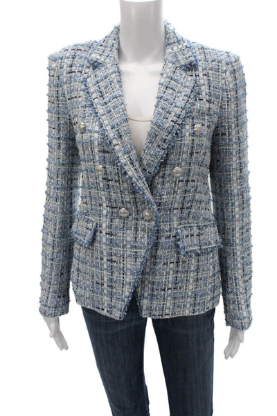 Generation Love Women Double-breasted Blue Check Blazer Size S