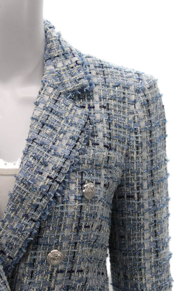 Generation Love Women Double-breasted Blue Check Blazer Size S