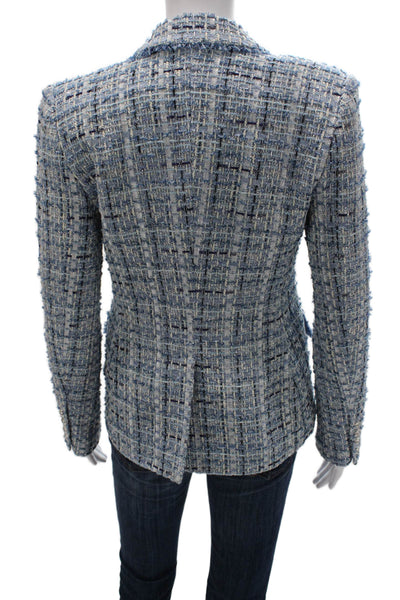 Generation Love Women Double-breasted Blue Check Blazer Size S