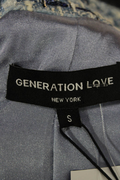 Generation Love Women Double-breasted Blue Check Blazer Size S