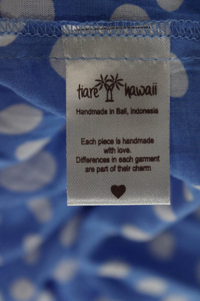 Tiare Hawaii Womens Blue Polka Dot Maxi Dress Short Sleeve Size One