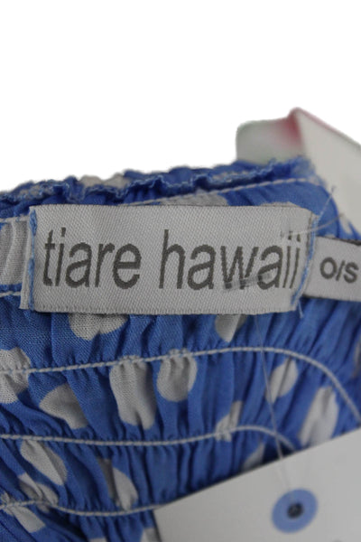 Tiare Hawaii Womens Blue Polka Dot Maxi Dress Short Sleeve Size One