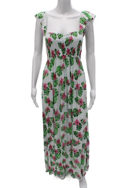 Tiare Hawaii Women Maxi Dress White Rayon Square Neck Sleeve Size One Size