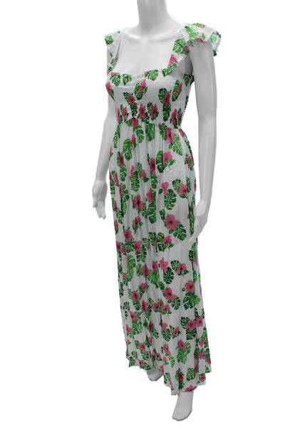 Tiare Hawaii Women Maxi Dress White Rayon Square Neck Sleeve Size One Size