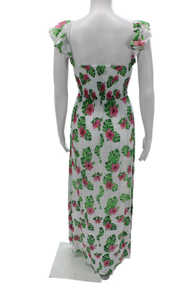 Tiare Hawaii Women Maxi Dress White Rayon Square Neck Sleeve Size One Size