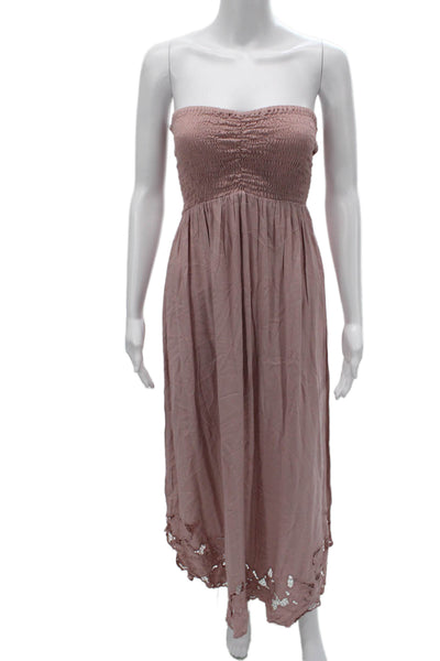Tiare Hawaii Womens Strapless Pink Rayon Maxi Dress Size S